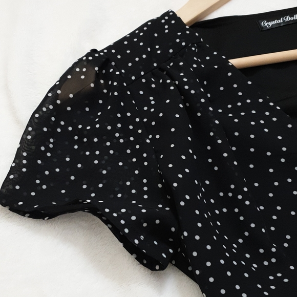 Crystal doll polka dot black wrap maxi dress - Picture 10 of 17